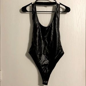 Pleather Halter Bodysuit